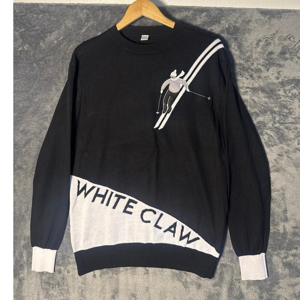 Promotional x White Claw Holiday Ski Sweater Black/White Crewneck Pullover Large